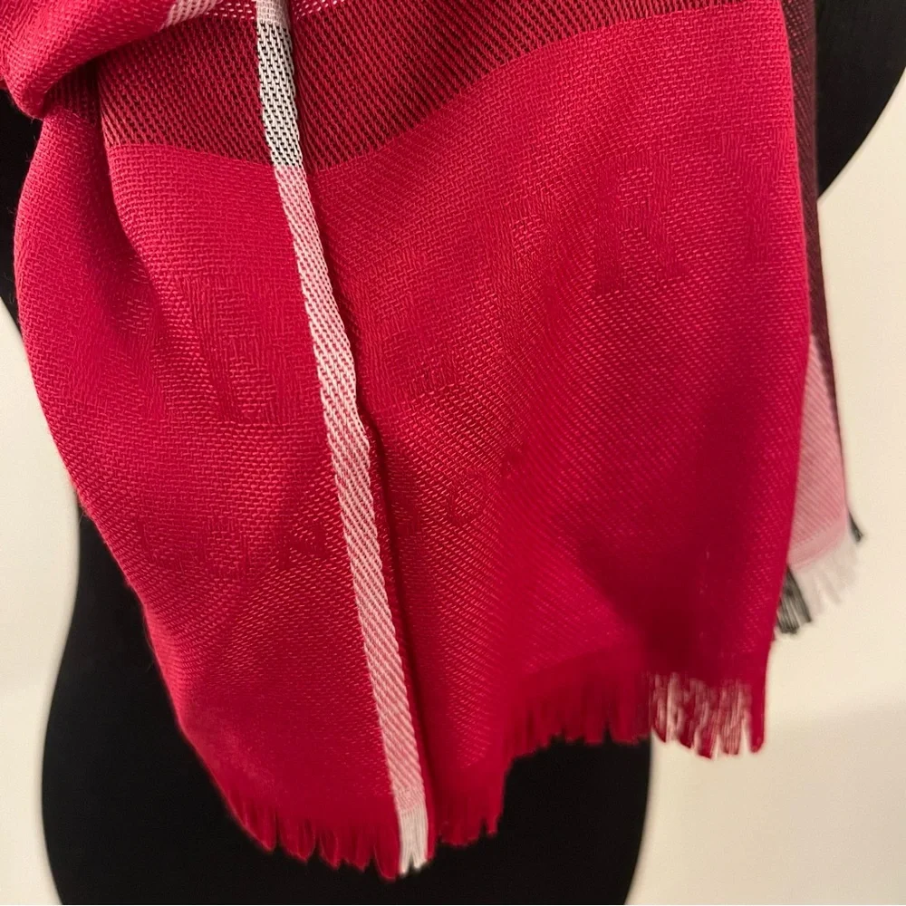 Red Plaid Nova Check Men's Burb*rry Style Red Scarf